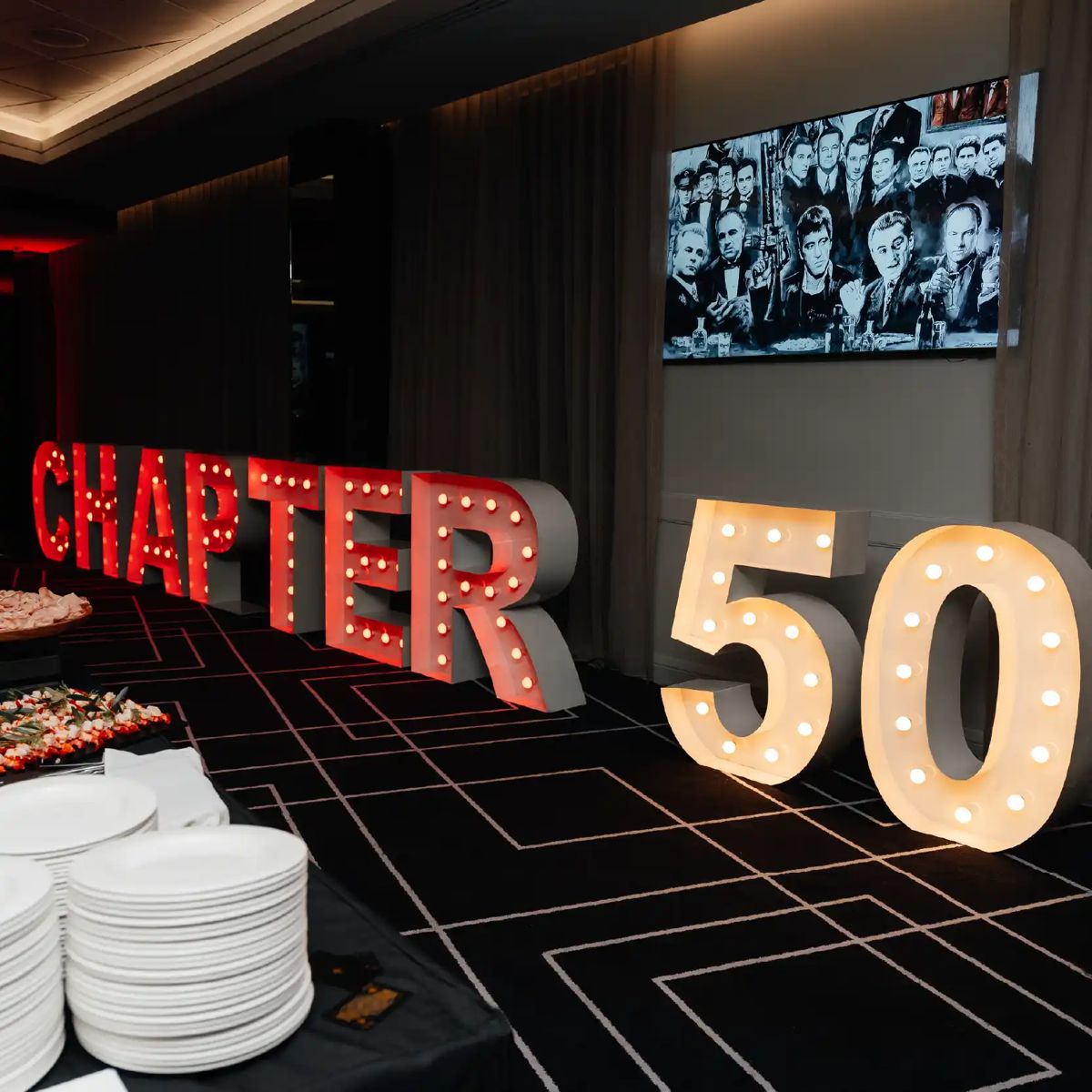 Light-up CHAPTER 50 letters at a 50th