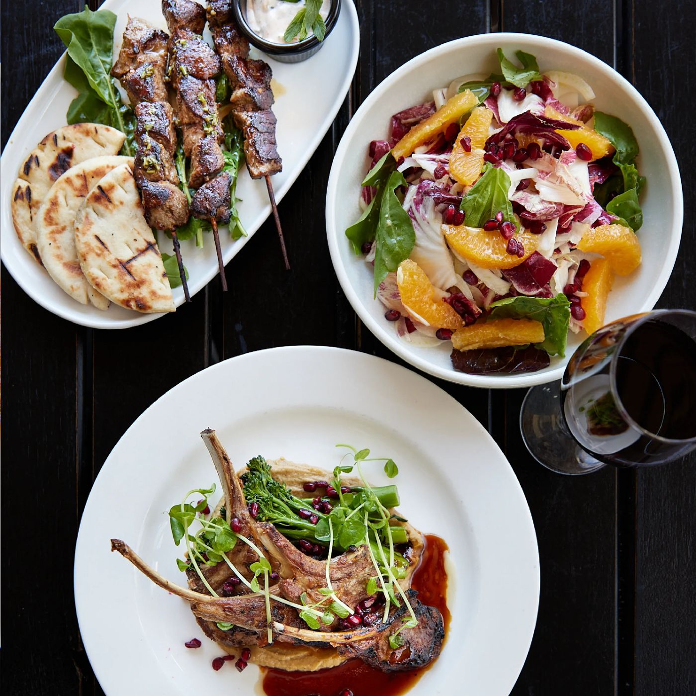 Lamb cutlets and salad at The Brasserie by Granatas