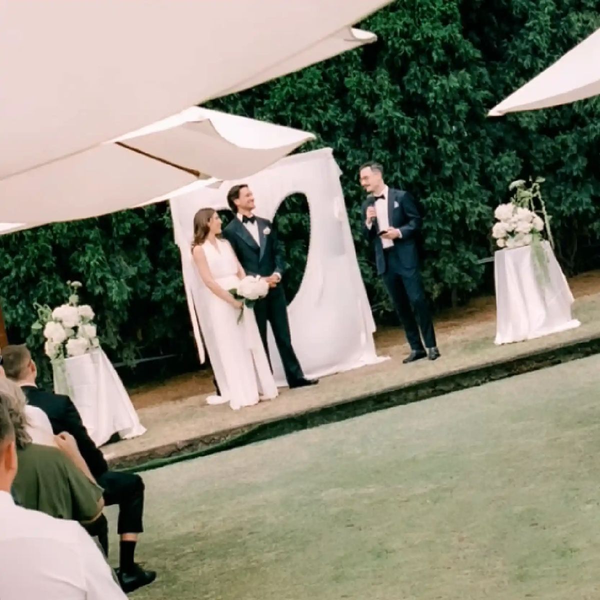 A wedding ceremony on the Bowlo lawn